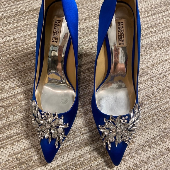 Badgley Mischka Royal blue with silver jewels heels. - Picture 4 of 5